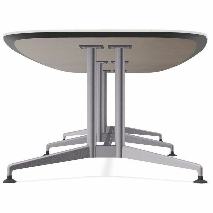 Special-T ZIA Series Conference Table, Elipse Top, 10 ft x 48", 29" Height, White High Pressure Laminate, Powder Coated Double Column Cast Aluminum/Steel Base, 2 per Bundle