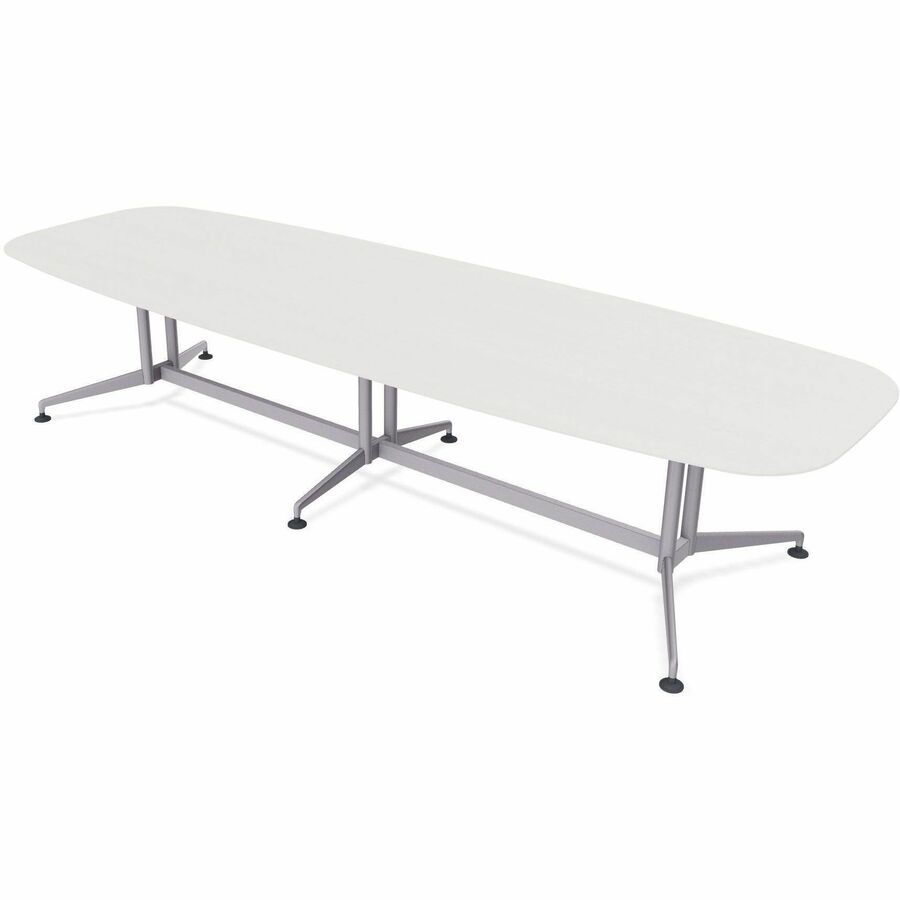 Special-T ZIA Series Conference Table, Elipse Top, 10 ft x 48", 29" Height, White High Pressure Laminate, Powder Coated Double Column Cast Aluminum/Steel Base, 2 per Bundle