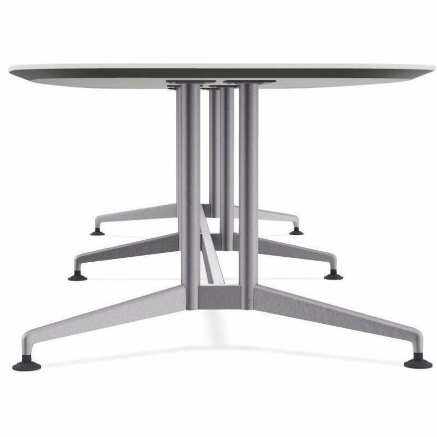Special-T ZIA Series Conference Table, Elipse Top, 10 ft x 48", 29" Height, White High Pressure Laminate, Powder Coated Double Column Cast Aluminum/Steel Base, 2 per Bundle