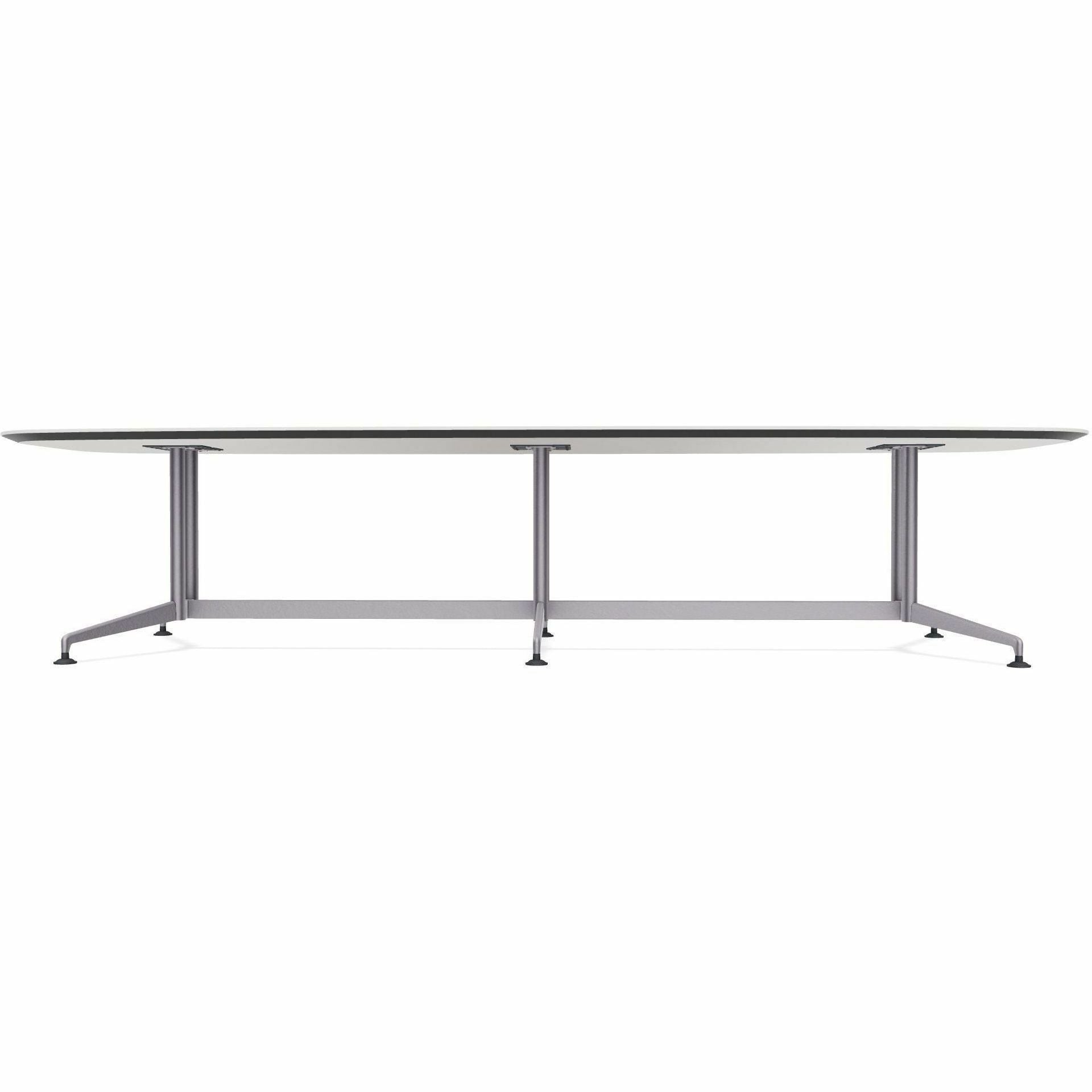 Special-T ZIA Series Conference Table, Elipse Top, 10 ft x 48", 29" Height, White High Pressure Laminate, Powder Coated Double Column Cast Aluminum/Steel Base, 2 per Bundle