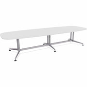 Special-T ZIA Series Conference Table, Elipse Top, 10 ft x 48", 29" Height, White High Pressure Laminate, Powder Coated Double Column Cast Aluminum/Steel Base, 2 per Bundle