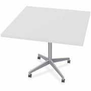 Special-T ZIA Series Hospitality Tables, Square 36"x36", 29" High, White High Pressure Laminate, Powder Coated X-Shaped Cast Aluminum/Steel Base, Mid-Century Modern Style, 6 Tables per Bundle