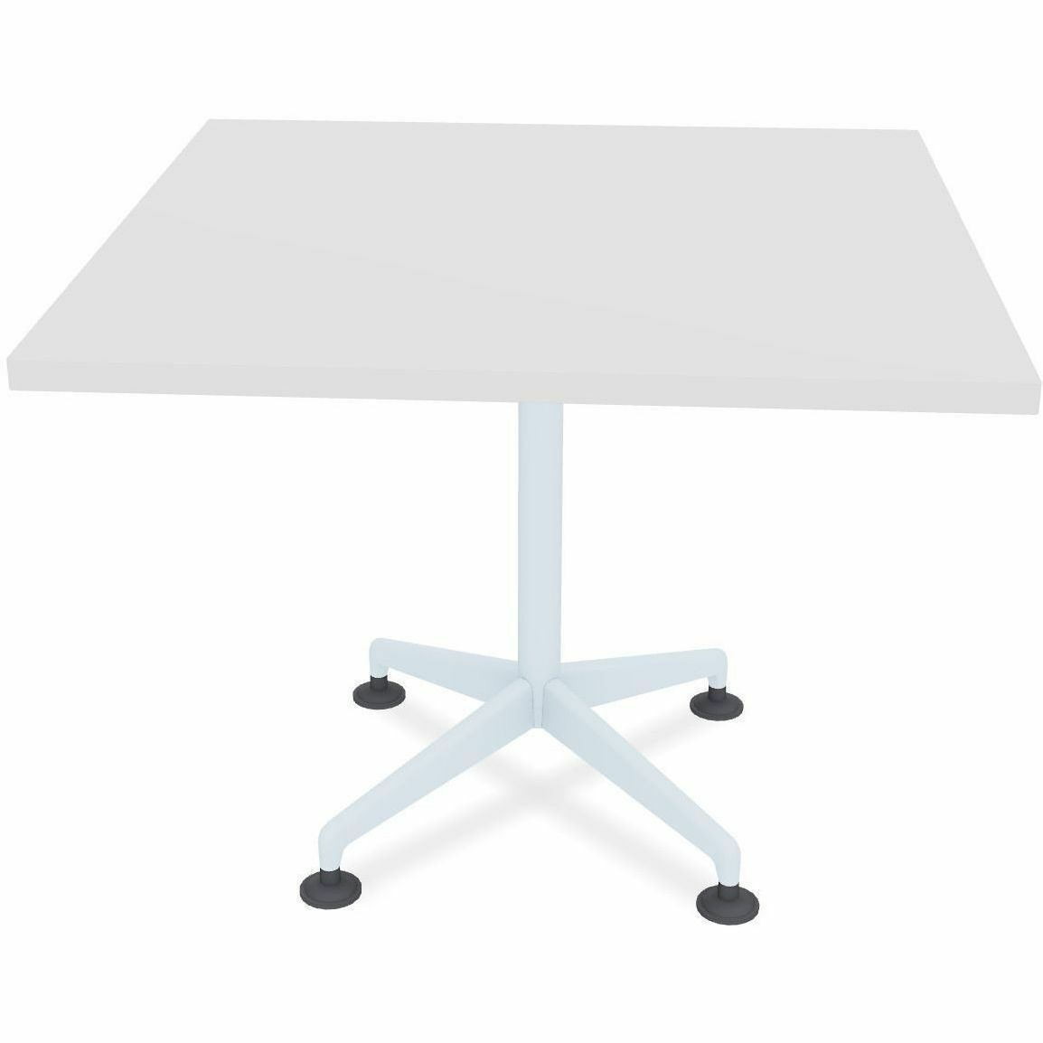 Special-T ZIA Series Hospitality Tables, Square 36"x36", 29" High, White High Pressure Laminate, Powder Coated X-Shaped Cast Aluminum/Steel Base, Mid-Century Modern Style, 6 Tables per Bundle