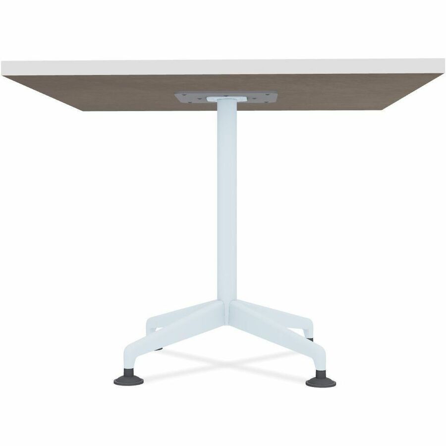 Special-T ZIA Series Hospitality Tables, Square 36"x36", 29" High, White High Pressure Laminate, Powder Coated X-Shaped Cast Aluminum/Steel Base, Mid-Century Modern Style, 6 Tables per Bundle