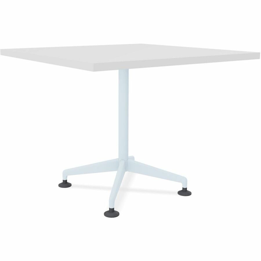 Special-T ZIA Series Hospitality Tables, Square 36"x36", 29" High, White High Pressure Laminate, Powder Coated X-Shaped Cast Aluminum/Steel Base, Mid-Century Modern Style, 6 Tables per Bundle