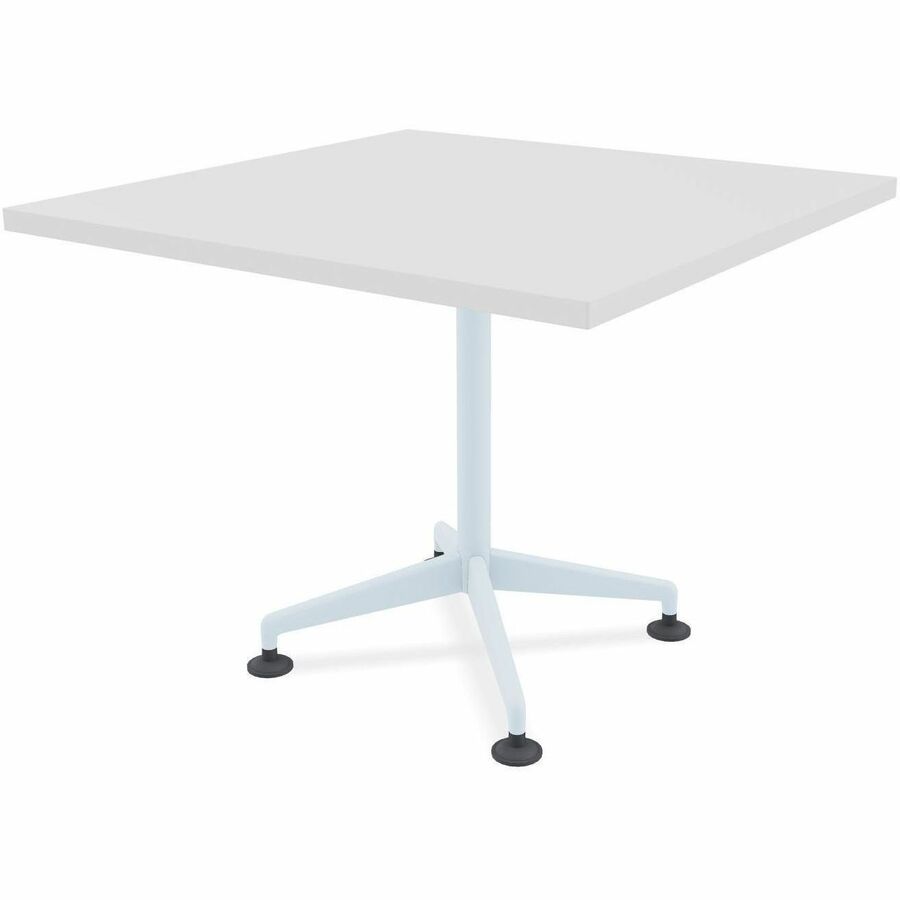 Special-T ZIA Series Hospitality Tables, Square 36"x36", 29" High, White High Pressure Laminate, Powder Coated X-Shaped Cast Aluminum/Steel Base, Mid-Century Modern Style, 6 Tables per Bundle