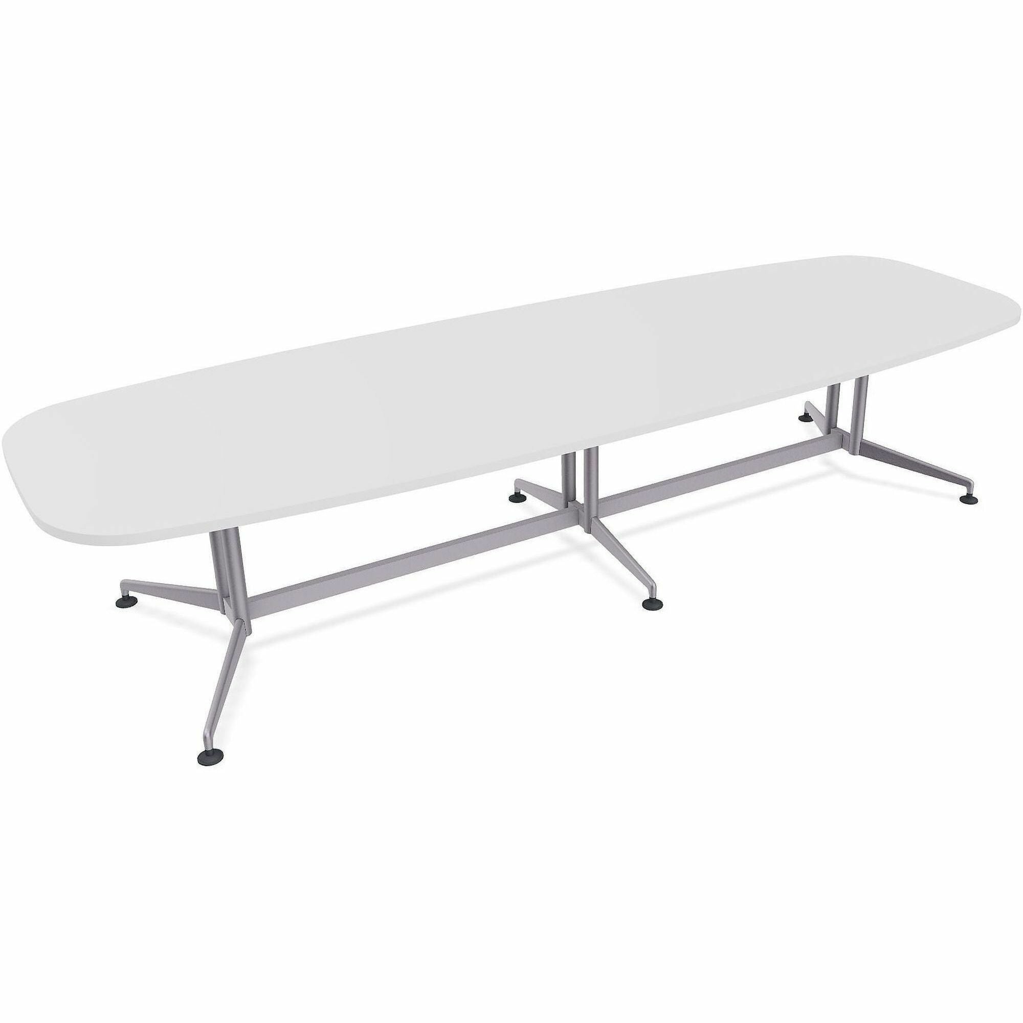 Special-T ZIA Series Conference Table, Elipse Top, Double Column Base, 12 ft x 48", 29" Height, White High Pressure Laminate, Cast Aluminum & Steel Base, 2 Tables per Bundle