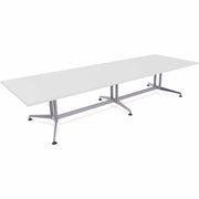 Special-T ZIA Series Conference Table, Rectangle Top, 12 ft x 48", 29" Height, White High Pressure Laminate, Powder Coated Double Column Cast Aluminum/Steel Base, 2 per Bundle