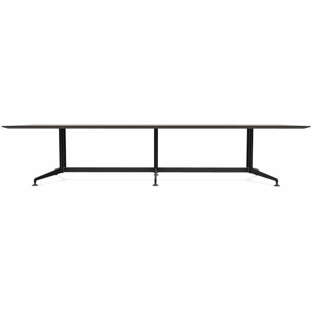Special-T ZIA Series Conference Table, Elipse Top, 12 ft x 48", 29" Height, Ebony Recon HPL, Powder Coated Double Column Cast Aluminum/Steel Base, 2 per Bundle