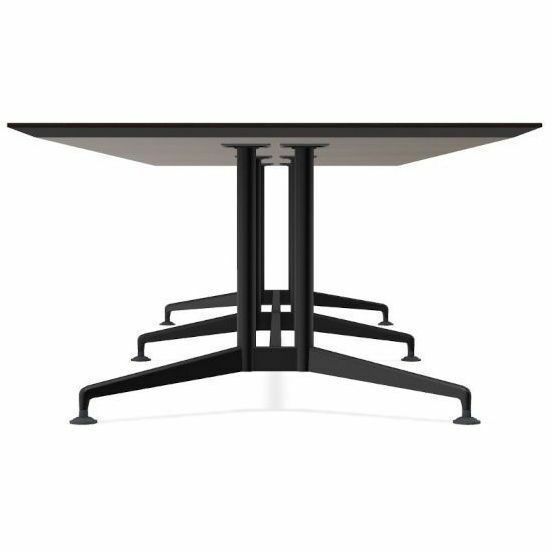 Special-T ZIA Series Conference Table, Elipse Top, 12 ft x 48", 29" Height, Ebony Recon HPL, Powder Coated Double Column Cast Aluminum/Steel Base, 2 per Bundle