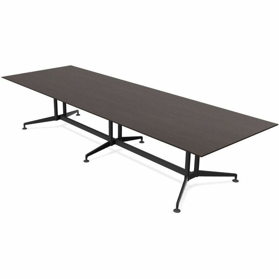 Special-T ZIA Series Conference Table, Elipse Top, 12 ft x 48", 29" Height, Ebony Recon HPL, Powder Coated Double Column Cast Aluminum/Steel Base, 2 per Bundle