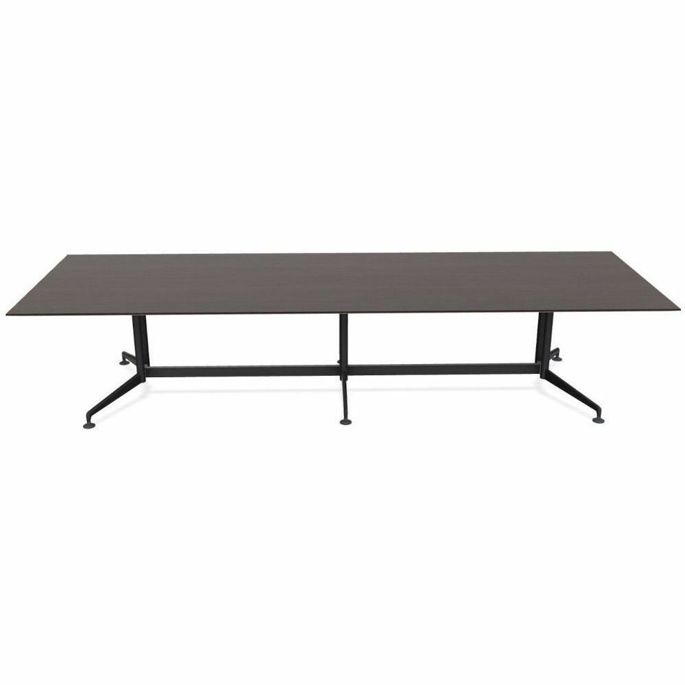 Special-T ZIA Series Conference Table, Elipse Top, 12 ft x 48", 29" Height, Ebony Recon HPL, Powder Coated Double Column Cast Aluminum/Steel Base, 2 per Bundle