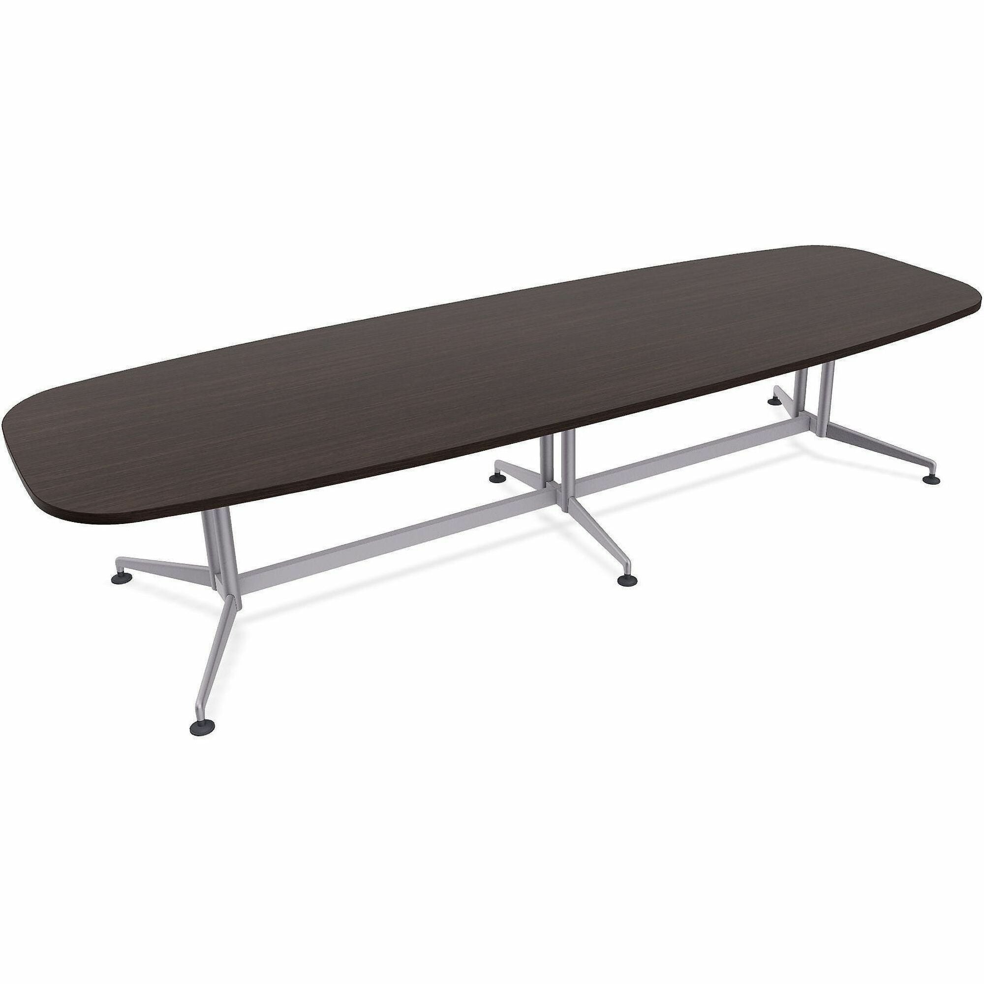 Special-T ZIA Series Conference Table, Elipse Top, 12 ft x 48", 29" Height, Ebony Recon HPL, Powder Coated Double Column Cast Aluminum/Steel Base, 2 per Bundle