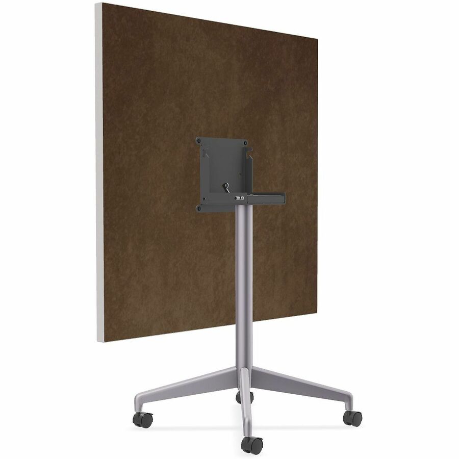 Special-T ZIA Series Hospitality Tables, Square 36"x36", 29" High, Gray High Pressure Laminate Top, Powder Coated X-Shaped Cast Aluminum/Steel Base, Mid-Century Modern Style, 6 Tables per Bundle