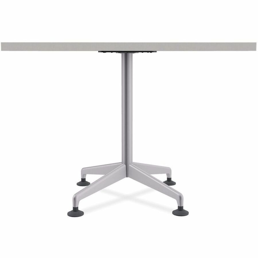 Special-T ZIA Series Hospitality Tables, Square 36"x36", 29" High, Gray High Pressure Laminate Top, Powder Coated X-Shaped Cast Aluminum/Steel Base, Mid-Century Modern Style, 6 Tables per Bundle
