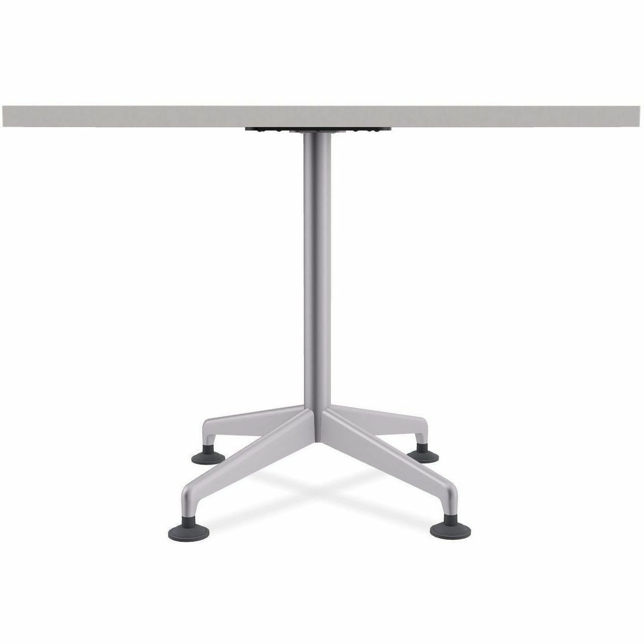 Special-T ZIA Series Hospitality Tables, Square 36"x36", 29" High, Gray High Pressure Laminate Top, Powder Coated X-Shaped Cast Aluminum/Steel Base, Mid-Century Modern Style, 6 Tables per Bundle
