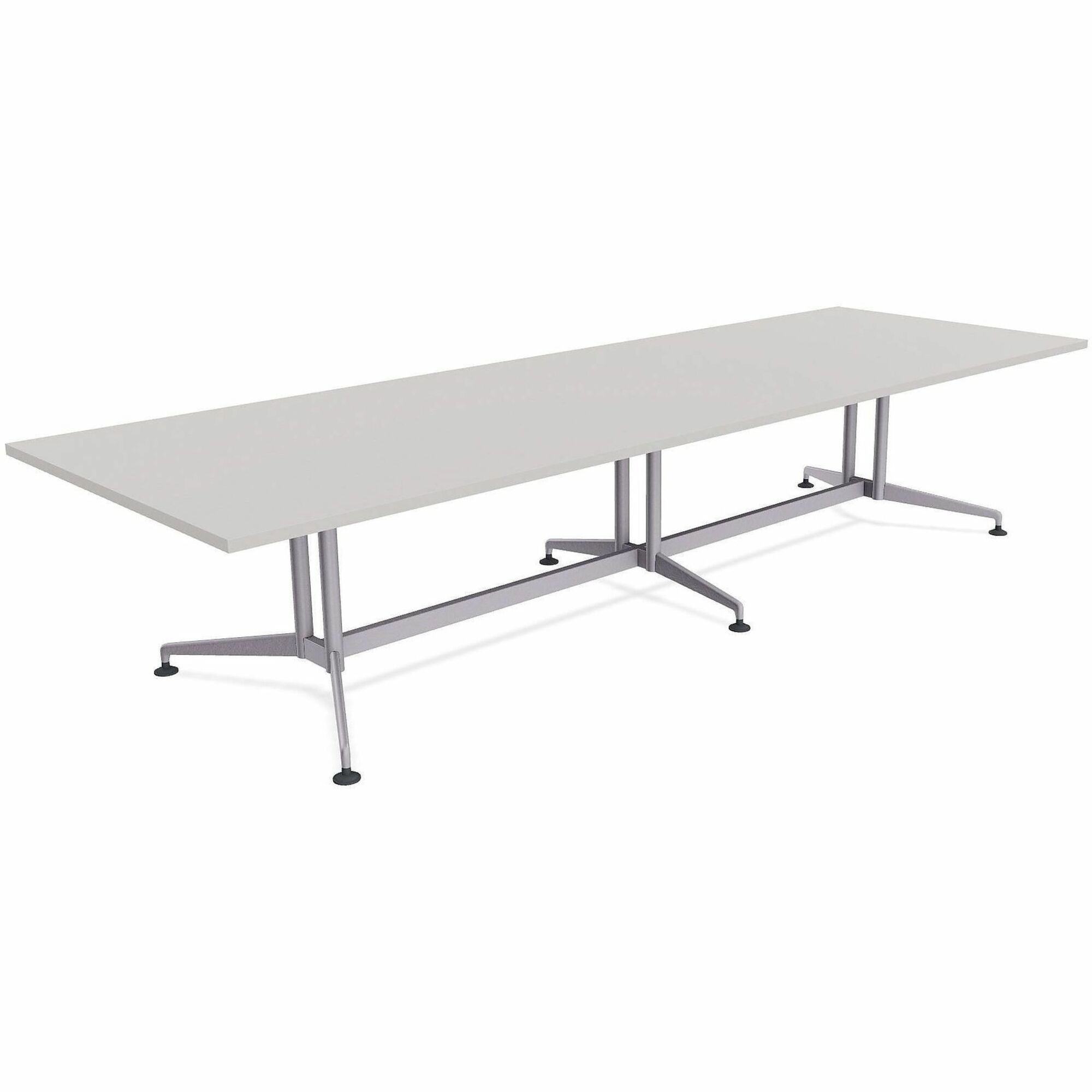 Special-T ZIA Series Conference Table, Rectangle Top, 10 ft x 48", 29" Height, Gray High Pressure Laminate, Powder Coated Double Column Cast Aluminum/Steel Base, 2 per Bundle