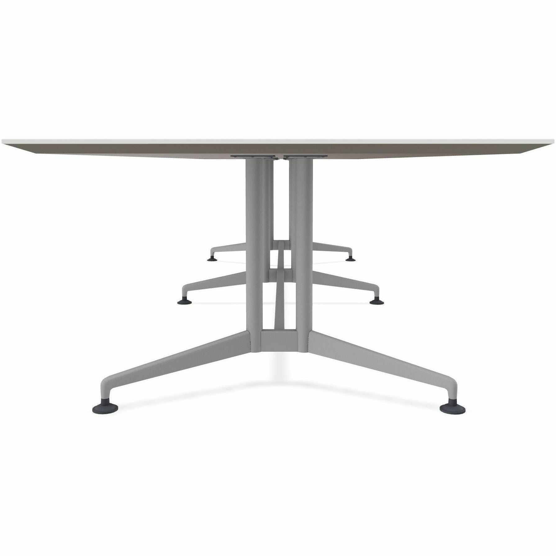 Special-T ZIA Series Conference Table, Rectangle Top, 10 ft x 48", 29" Height, Gray High Pressure Laminate, Powder Coated Double Column Cast Aluminum/Steel Base, 2 per Bundle