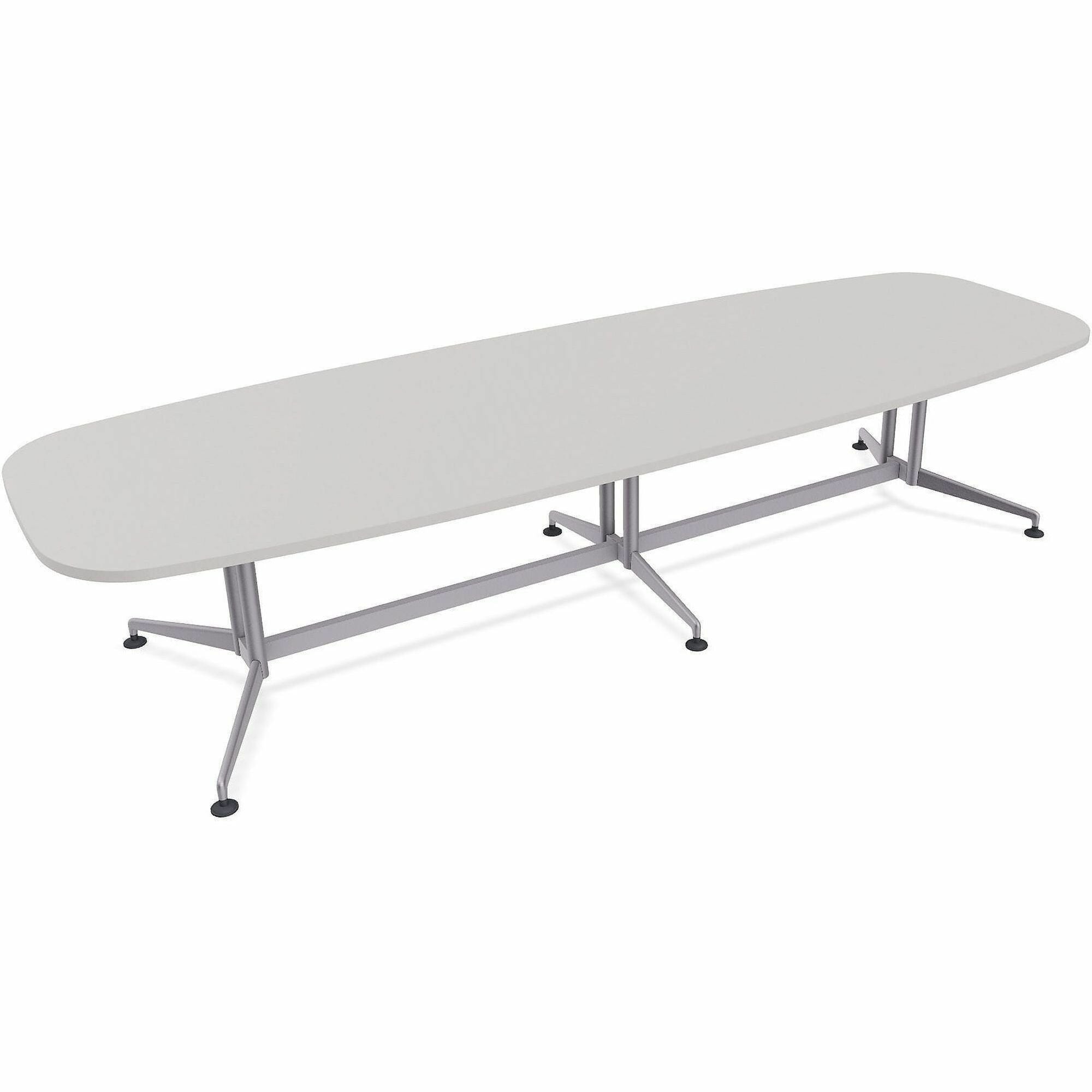 Special-T ZIA Series Conference Table, Elipse Top, 12 ft x 48", 29" Height, Gray High Pressure Laminate, Powder Coated Double Column Cast Aluminum/Steel Base, 2 per Bundle