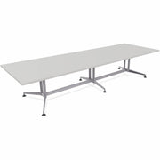 Special-T ZIA Series Conference Table, Rectangle Top, 12 ft x 48", 29" Height, Gray High Pressure Laminate, Powder Coated Double Column Cast Aluminum/Steel Base, 2 Tables per Bundle