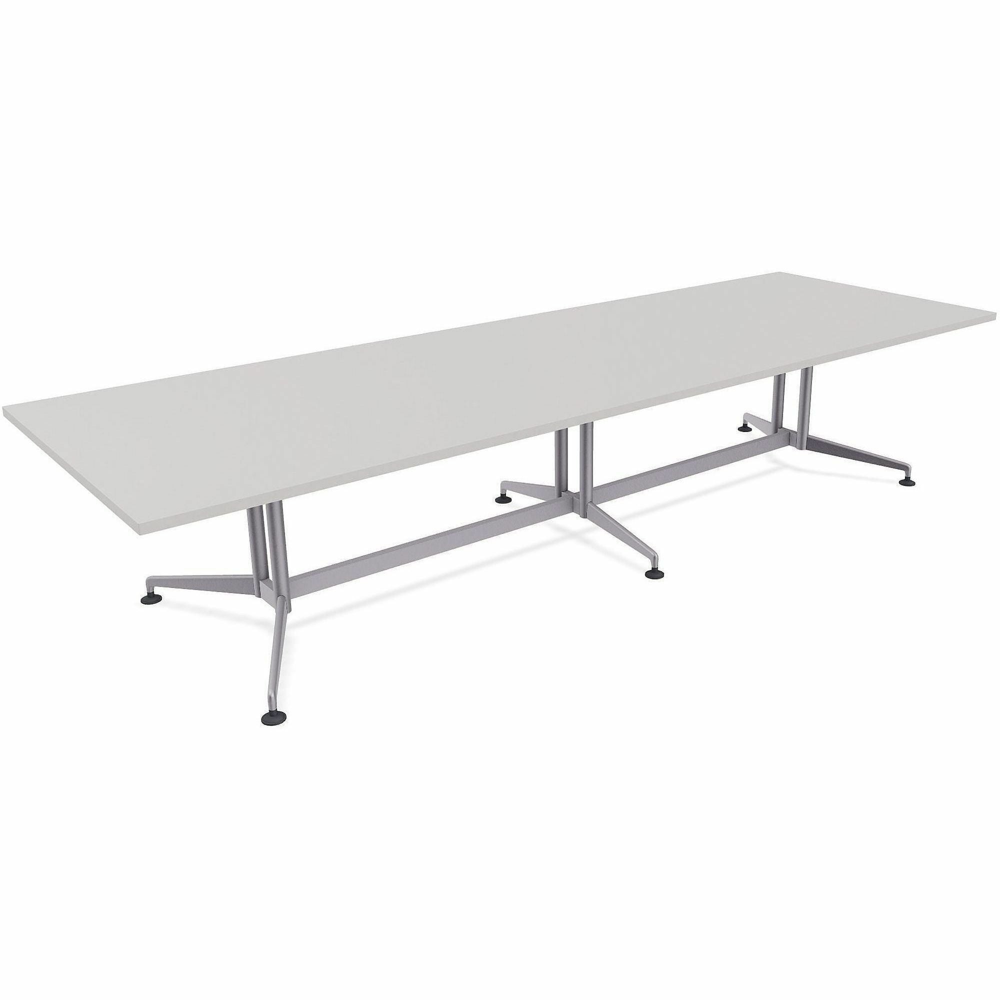Special-T ZIA Series Conference Table, Rectangle Top, 12 ft x 48", 29" Height, Gray High Pressure Laminate, Powder Coated Double Column Cast Aluminum/Steel Base, 2 Tables per Bundle