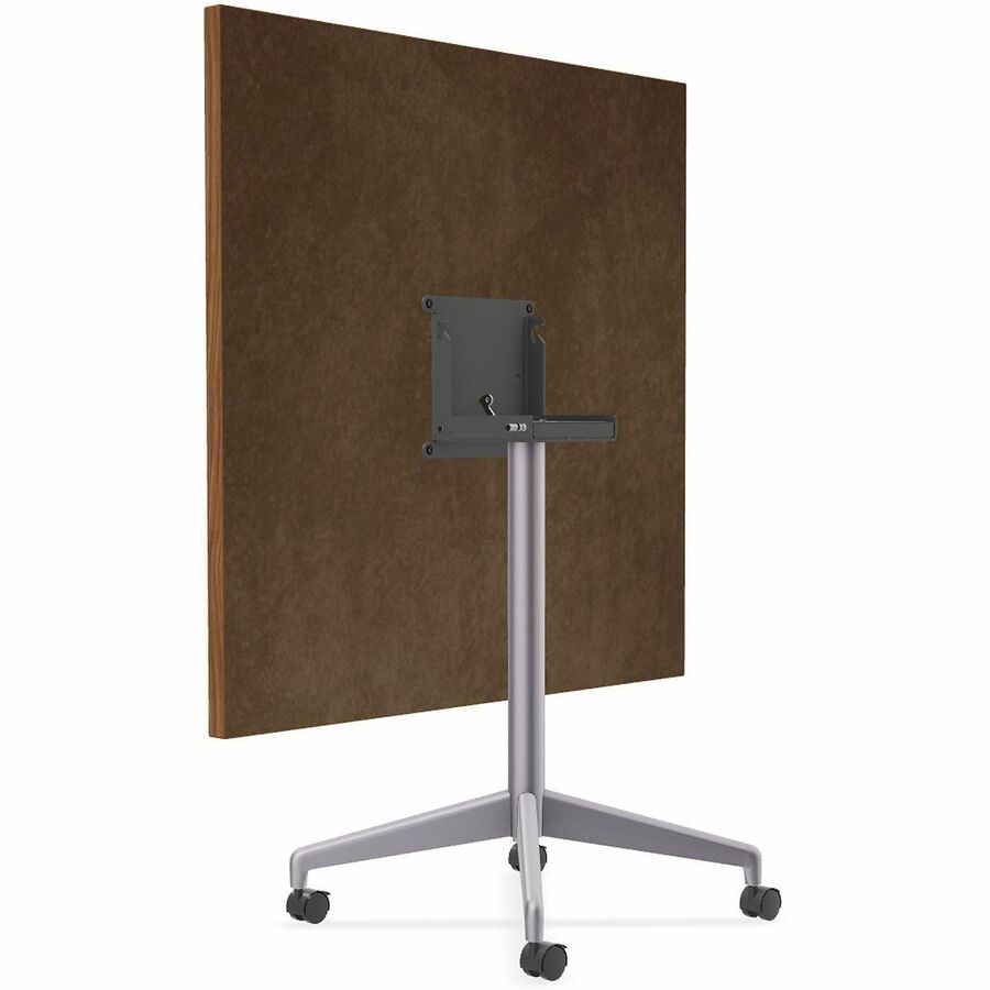 Special-T ZIA Series Hospitality Tables, Square 36"x36" Walnut High Pressure Laminate Top, Powder Coated X-Shaped Cast Aluminum/Steel Base, Mid-Century Modern Style, 29" Height, 6 Tables per Bundle