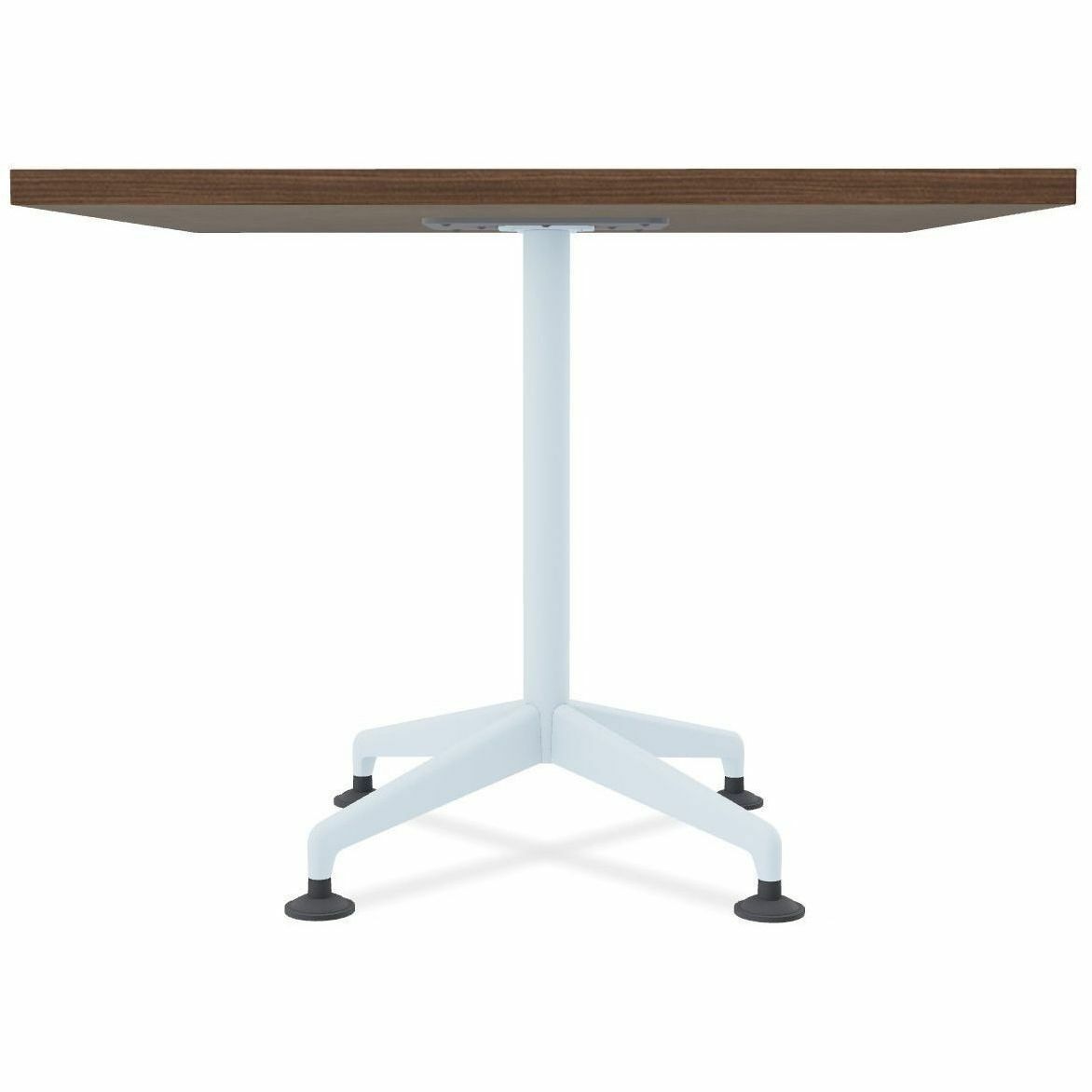 Special-T ZIA Series Hospitality Tables, Square 36"x36" Walnut High Pressure Laminate Top, Powder Coated X-Shaped Cast Aluminum/Steel Base, Mid-Century Modern Style, 29" Height, 6 Tables per Bundle