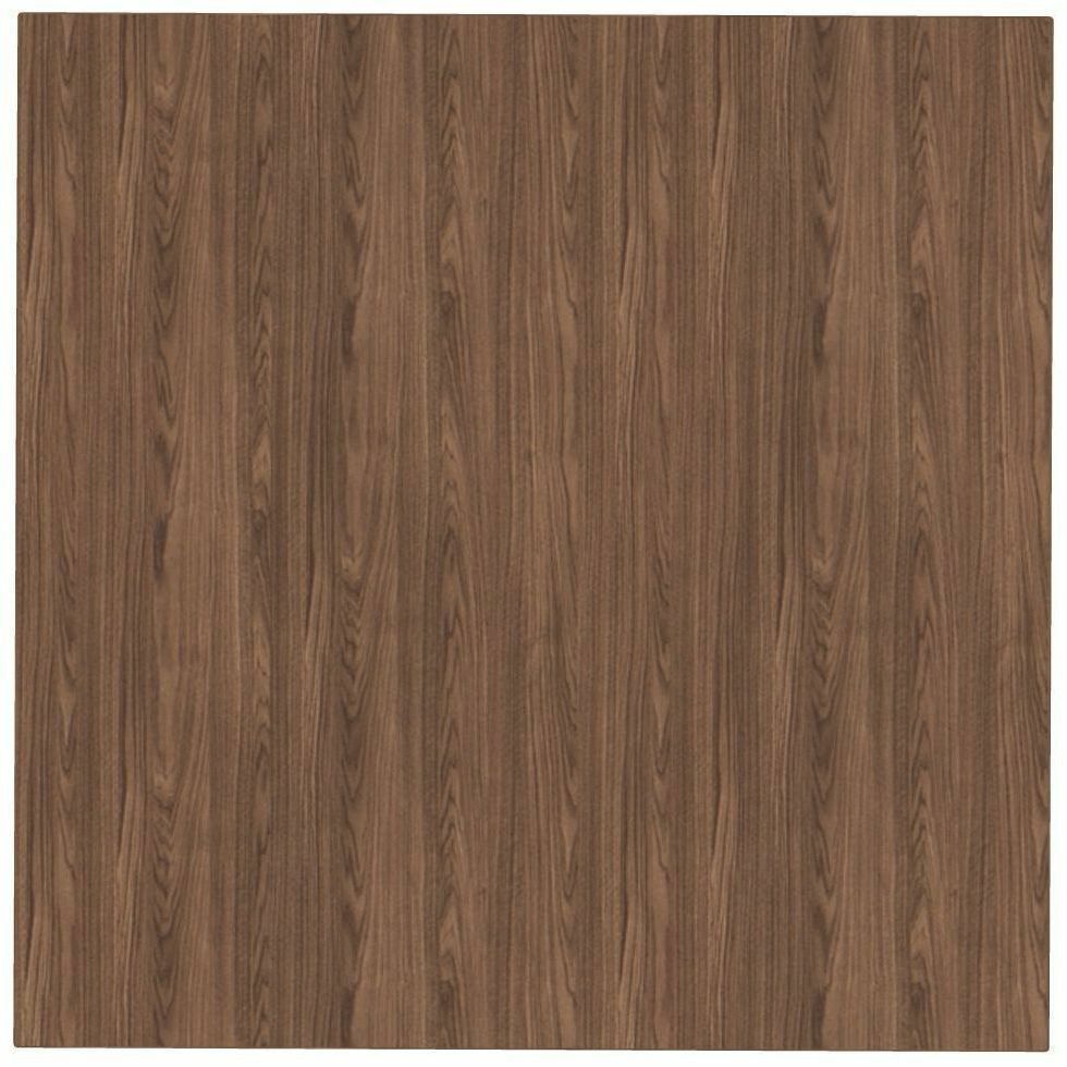 Special-T ZIA Series Hospitality Tables, Square 36"x36" Walnut High Pressure Laminate Top, Powder Coated X-Shaped Cast Aluminum/Steel Base, Mid-Century Modern Style, 29" Height, 6 Tables per Bundle