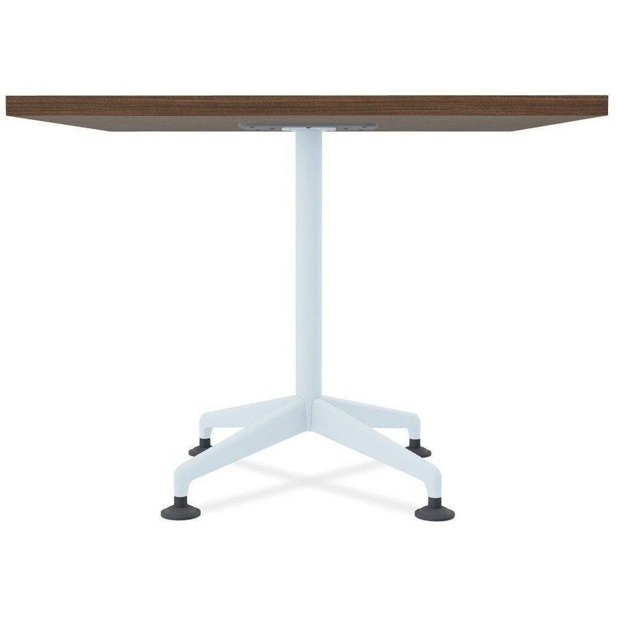 Special-T ZIA Series Hospitality Tables, Square 36"x36" Walnut High Pressure Laminate Top, Powder Coated X-Shaped Cast Aluminum/Steel Base, Mid-Century Modern Style, 29" Height, 6 Tables per Bundle
