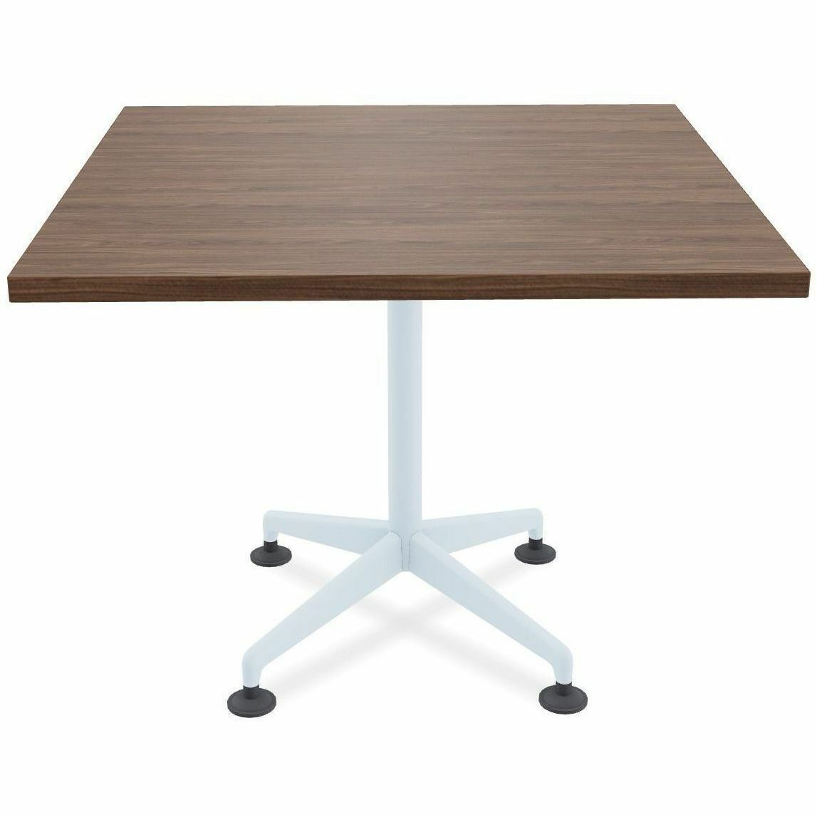 Special-T ZIA Series Hospitality Tables, Square 36"x36" Walnut High Pressure Laminate Top, Powder Coated X-Shaped Cast Aluminum/Steel Base, Mid-Century Modern Style, 29" Height, 6 Tables per Bundle