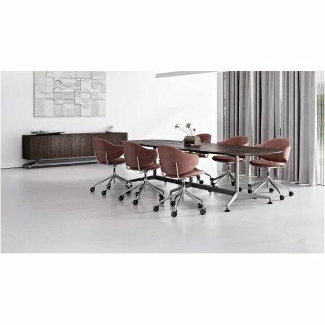 Special-T ZIA Series Conference Table, Elipse Top, 10 ft x 48", 29" Height, Ebony Recon HPL, Powder Coated Double Column Cast Aluminum/Steel Base, 2 per Bundle