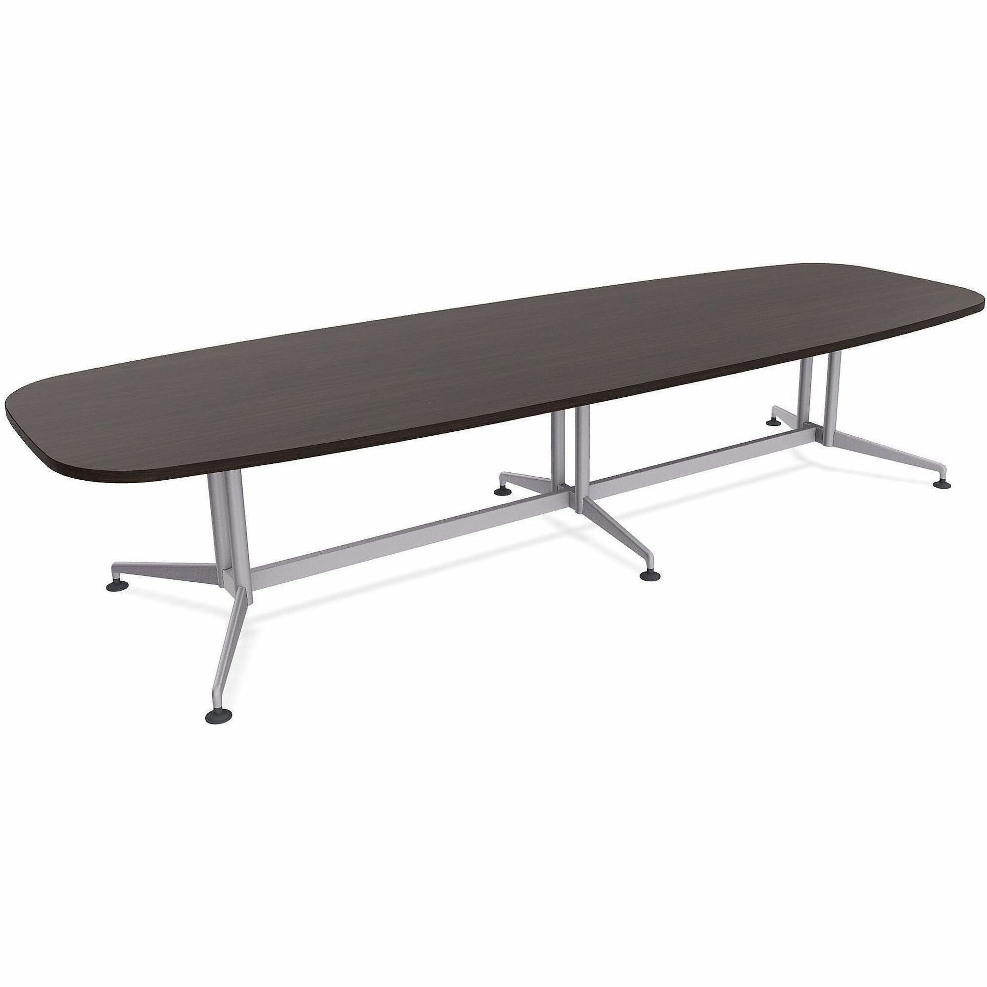 Special-T ZIA Series Conference Table, Elipse Top, 10 ft x 48", 29" Height, Ebony Recon HPL, Powder Coated Double Column Cast Aluminum/Steel Base, 2 per Bundle