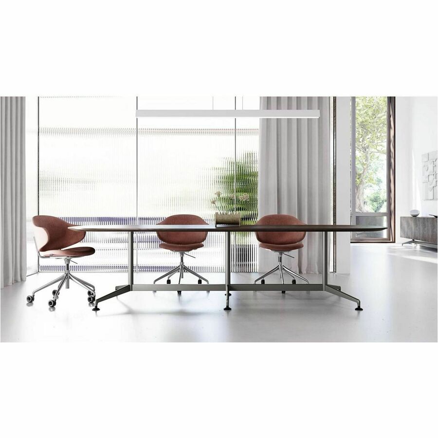Special-T ZIA Series Conference Table, Rectangle Top, 12 ft x 48", 29" Height, Kensington Maple HPL, Powder Coated Double Column Cast Aluminum/Steel Base, 2 per Bundle