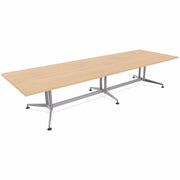 Special-T ZIA Series Conference Table, Rectangle Top, 12 ft x 48", 29" Height, Kensington Maple HPL, Powder Coated Double Column Cast Aluminum/Steel Base, 2 per Bundle