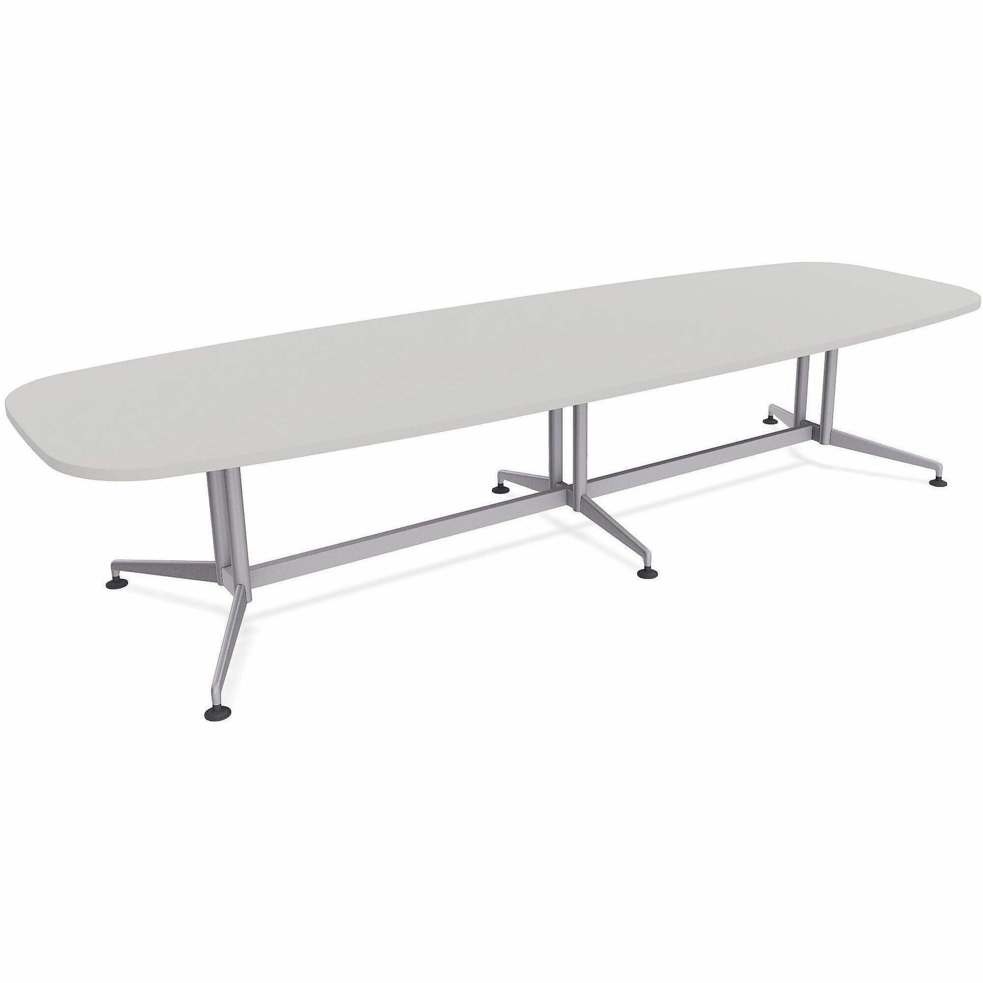 Special-T ZIA Series Conference Table, Elipse Top, 10 ft x 48", 29" Height, Gray High Pressure Laminate, Powder Coated Double Column Cast Aluminum/Steel Base, 2 Tables per Bundle