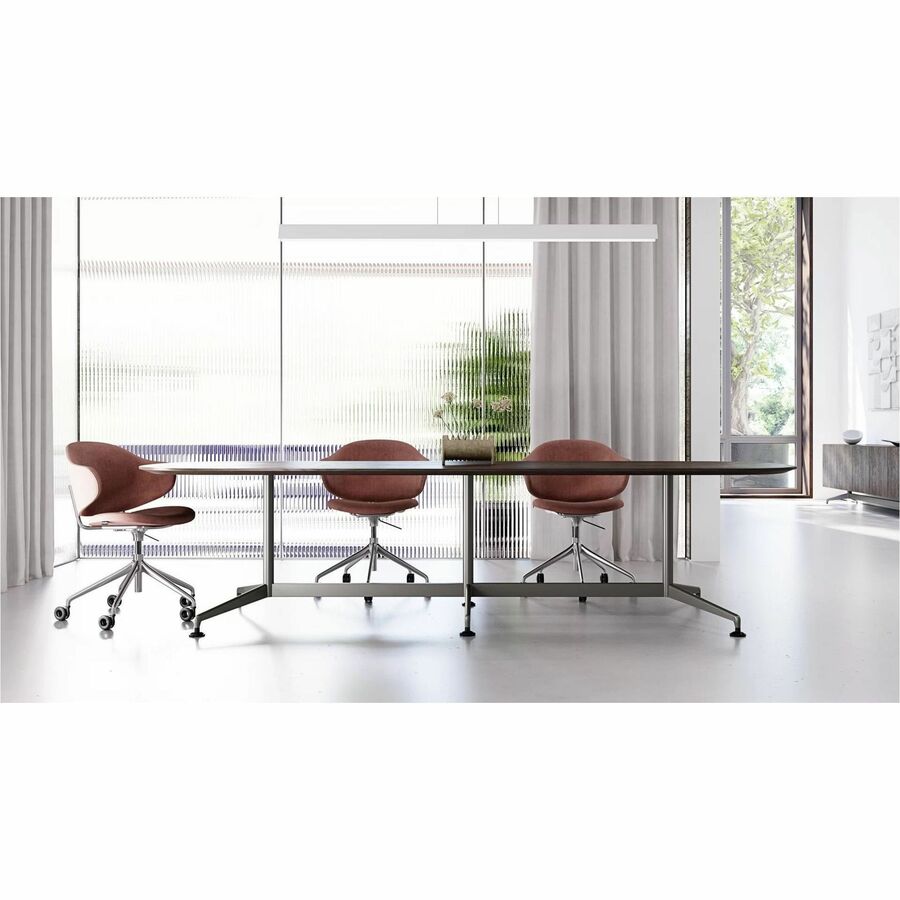 Special-T ZIA Series Conference Table, Elipse Top, 10 ft x 48", 29" Height, Gray High Pressure Laminate, Powder Coated Double Column Cast Aluminum/Steel Base, 2 Tables per Bundle