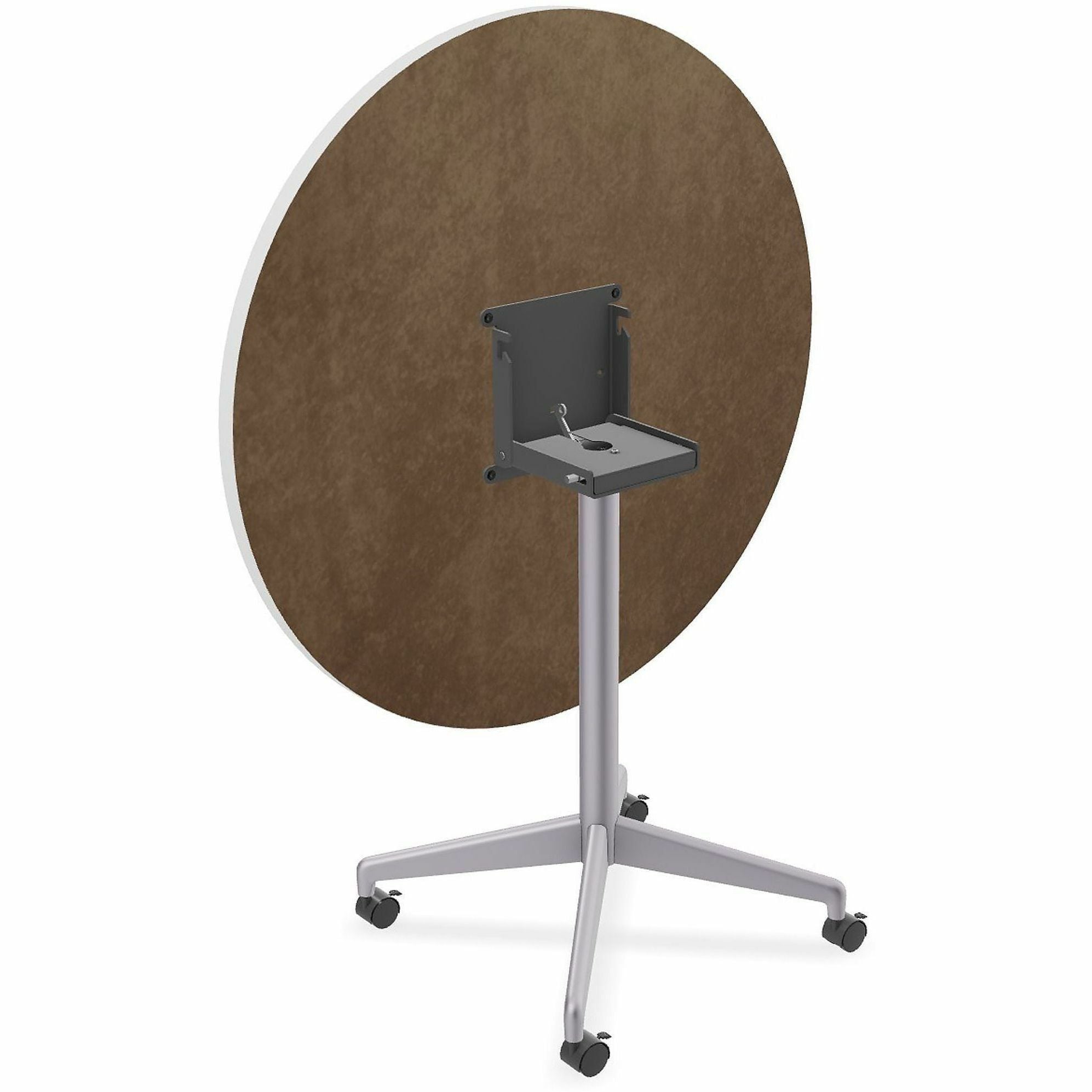 Special-T ZIA Series Hospitality Tables, Round 36" White High Pressure Laminate Top, Powder Coated X-Shaped Cast Aluminum and Steel Base, Mid-Century Modern Style, 29" Height, 6 Tables per Bundle