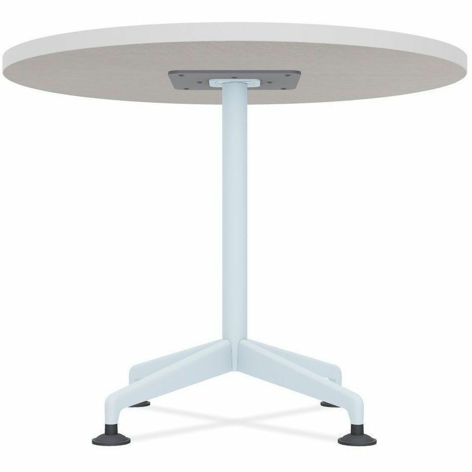 Special-T ZIA Series Hospitality Tables, Round 36" White High Pressure Laminate Top, Powder Coated X-Shaped Cast Aluminum and Steel Base, Mid-Century Modern Style, 29" Height, 6 Tables per Bundle