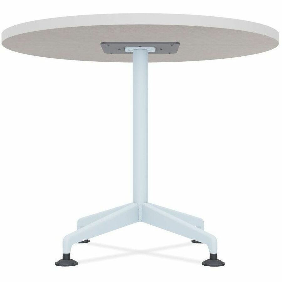 Special-T ZIA Series Hospitality Tables, Round 36" White High Pressure Laminate Top, Powder Coated X-Shaped Cast Aluminum and Steel Base, Mid-Century Modern Style, 29" Height, 6 Tables per Bundle