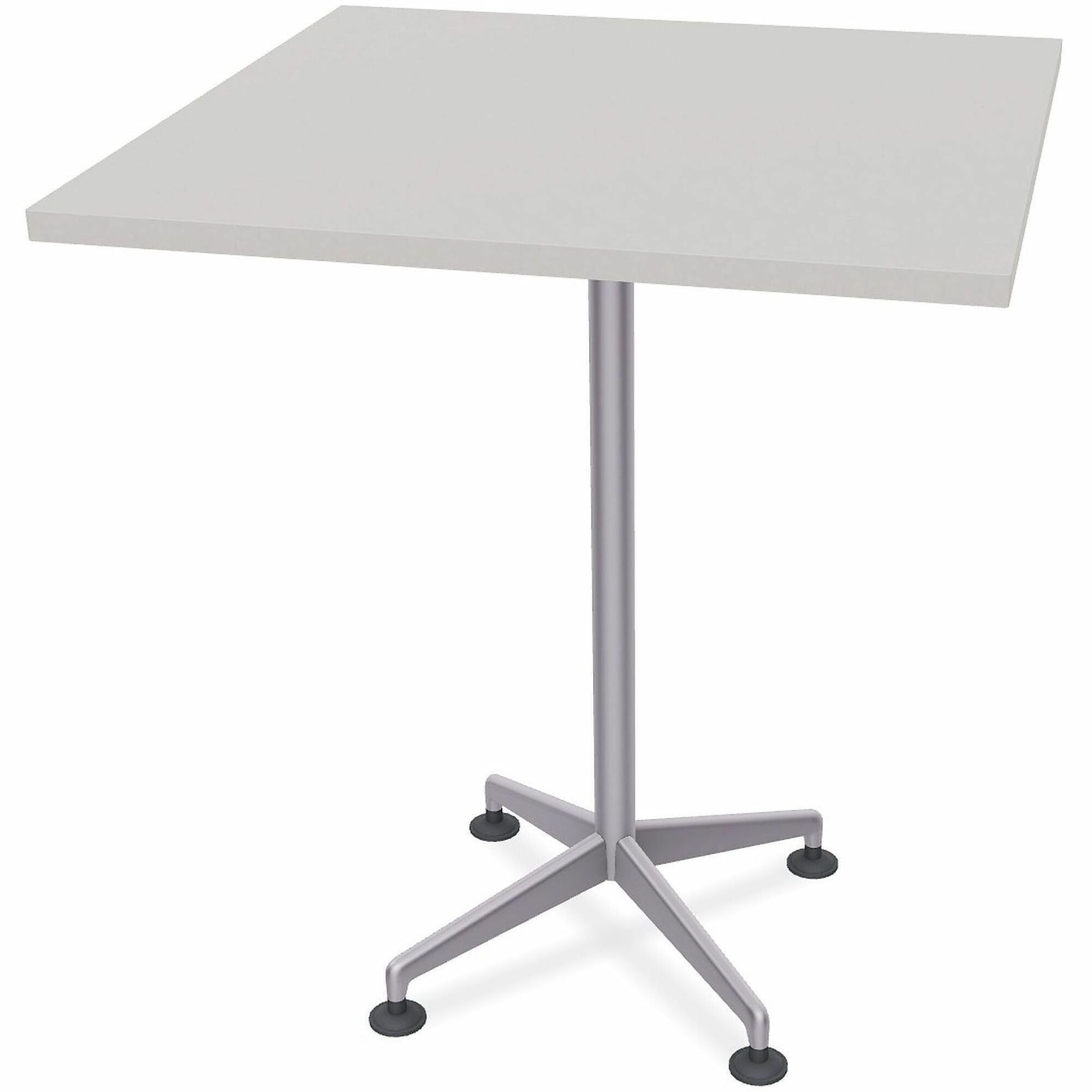 Special-T ZIA Series Hospitality Tables, Square 36"x36" Top, 42" Height, Powder Coated X-Shaped Base, Mid-Century Modern Style, Gray High Pressure Laminate, Cast Aluminum/Steel Base, 8 per Bundle