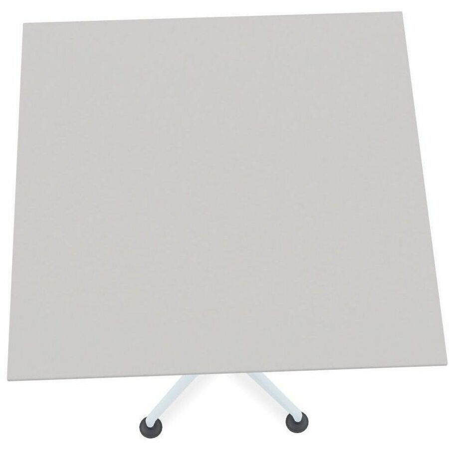 Special-T ZIA Series Hospitality Tables, Square 36"x36" Top, 42" Height, Powder Coated X-Shaped Base, Mid-Century Modern Style, Gray High Pressure Laminate, Cast Aluminum/Steel Base, 8 per Bundle