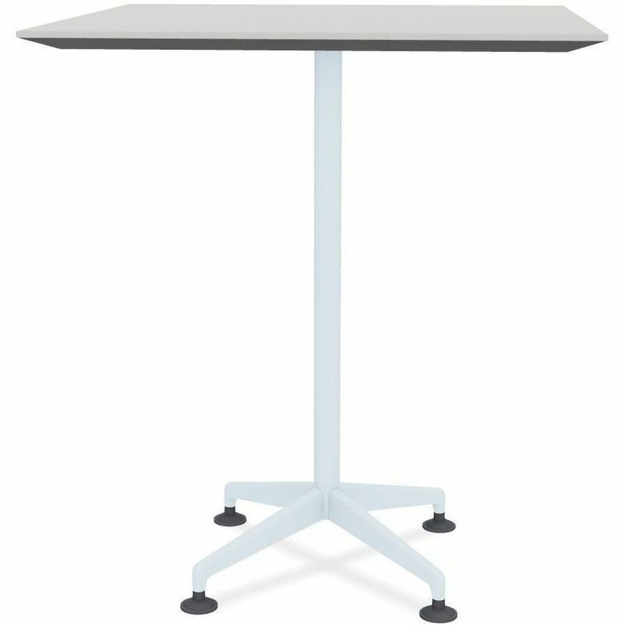 Special-T ZIA Series Hospitality Tables, Square 36"x36" Top, 42" Height, Powder Coated X-Shaped Base, Mid-Century Modern Style, Gray High Pressure Laminate, Cast Aluminum/Steel Base, 8 per Bundle