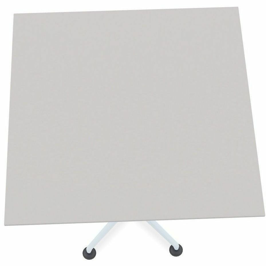 Special-T ZIA Series Hospitality Tables, Square 36"x36" Top, 42" Height, Powder Coated X-Shaped Base, Mid-Century Modern Style, Gray High Pressure Laminate, Cast Aluminum/Steel Base, 8 per Bundle