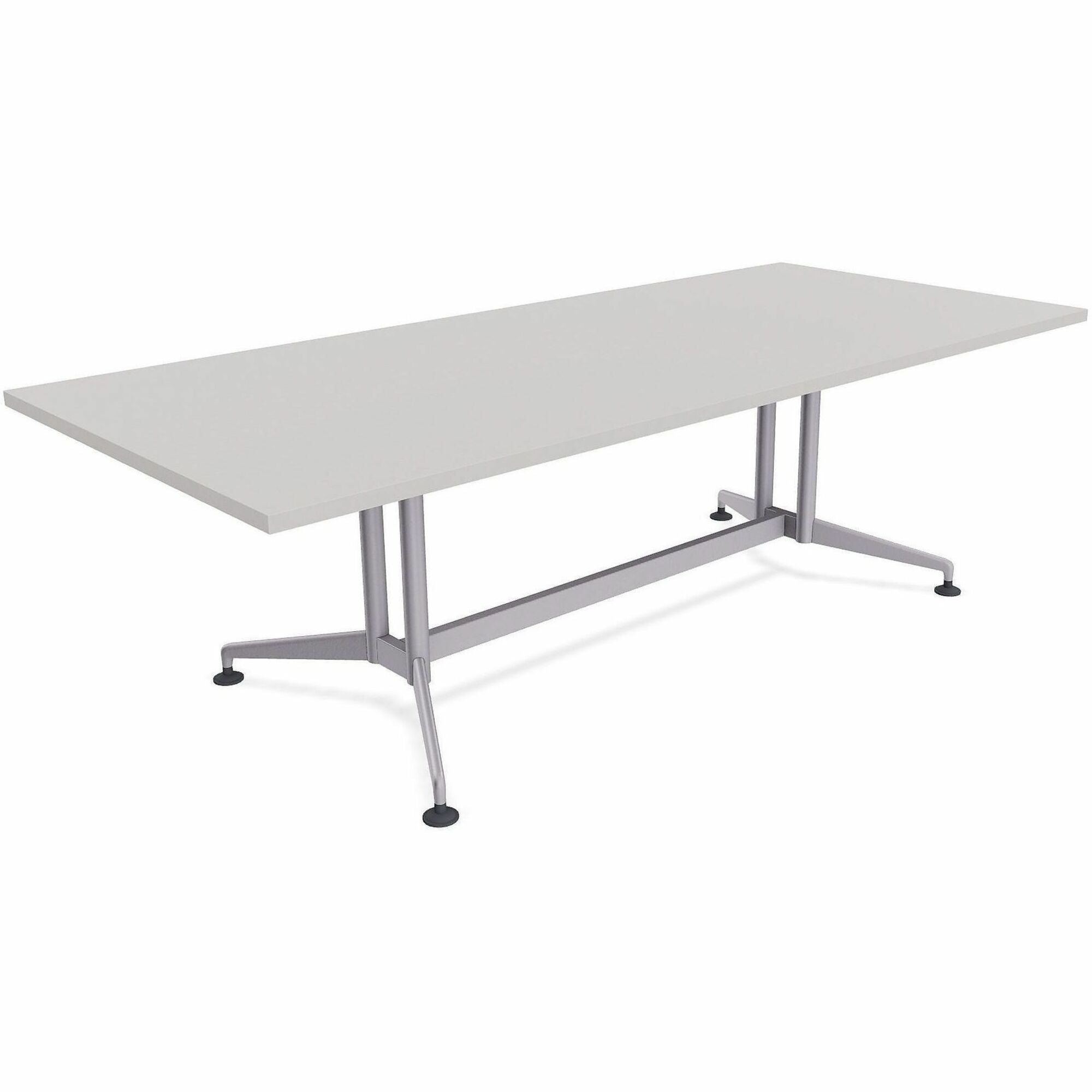 Special-T ZIA Series Conference Table, Rectangle Top, 96" W x 48" D x 29" H, Gray High Pressure Laminate, Powder Coated Double Column Cast Aluminum/Steel Base, 2 Tables per Bundle