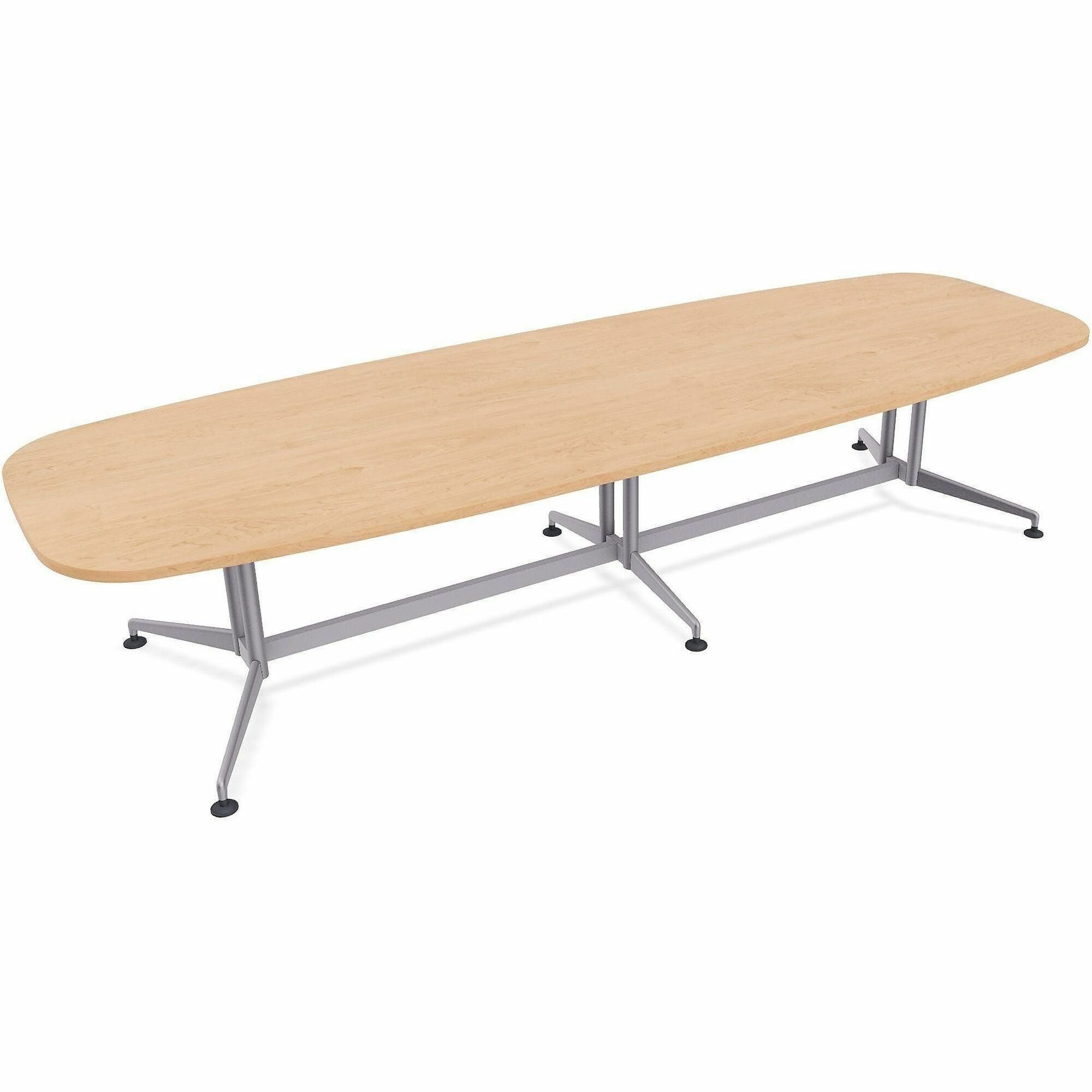 Special-T ZIA Series Conference Table, Elipse Top, 12 ft x 48", 29" Height, Kensington Maple HPL, Powder Coated Double Column Cast Aluminum/Steel Base, 2 Tables per Bundle