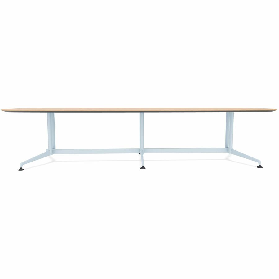 Special-T ZIA Series Conference Table, Elipse Top, 12 ft x 48", 29" Height, Kensington Maple HPL, Powder Coated Double Column Cast Aluminum/Steel Base, 2 Tables per Bundle