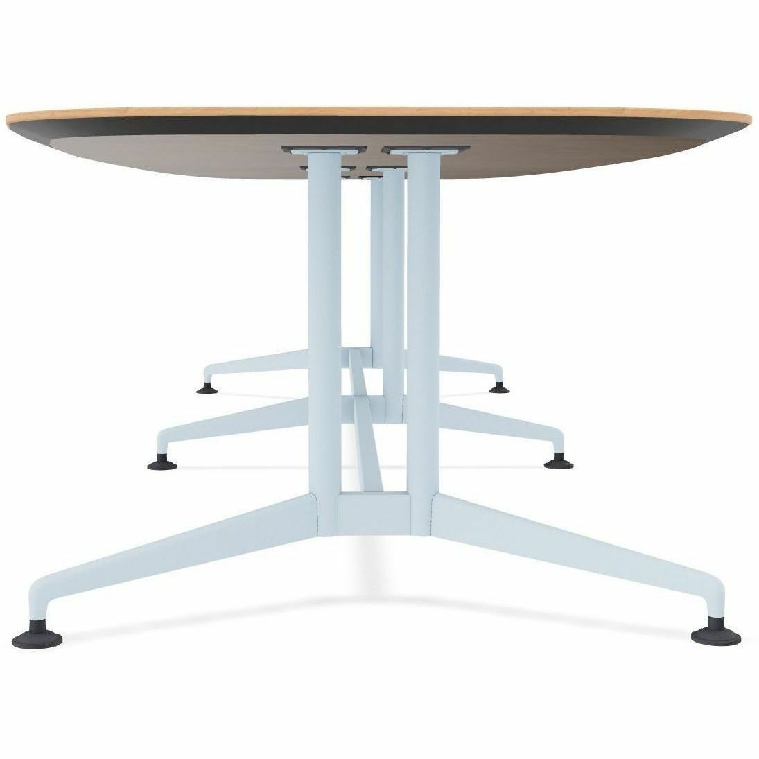 Special-T ZIA Series Conference Table, Elipse Top, 12 ft x 48", 29" Height, Kensington Maple HPL, Powder Coated Double Column Cast Aluminum/Steel Base, 2 Tables per Bundle