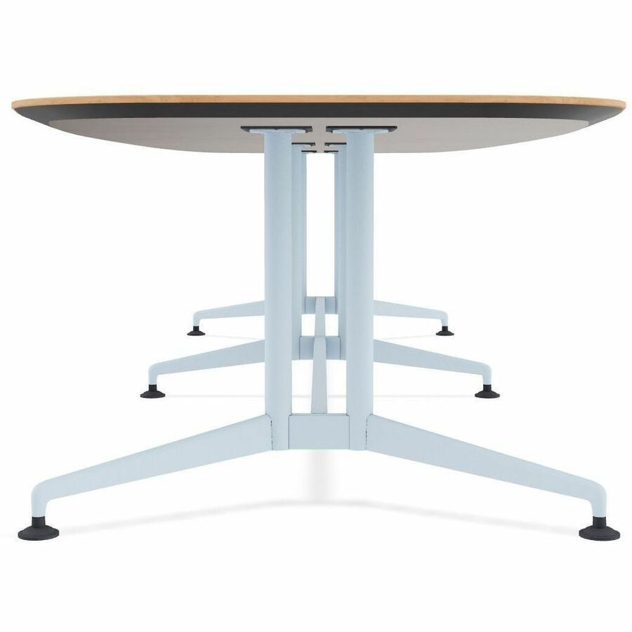 Special-T ZIA Series Conference Table, Elipse Top, 12 ft x 48", 29" Height, Kensington Maple HPL, Powder Coated Double Column Cast Aluminum/Steel Base, 2 Tables per Bundle