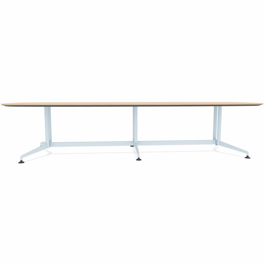 Special-T ZIA Series Conference Table, Elipse Top, 12 ft x 48", 29" Height, Kensington Maple HPL, Powder Coated Double Column Cast Aluminum/Steel Base, 2 Tables per Bundle