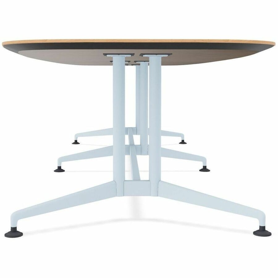 Special-T ZIA Series Conference Table, Elipse Top, 12 ft x 48", 29" Height, Kensington Maple HPL, Powder Coated Double Column Cast Aluminum/Steel Base, 2 Tables per Bundle